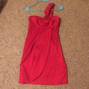 Elegant red one shoulder cocktail dress